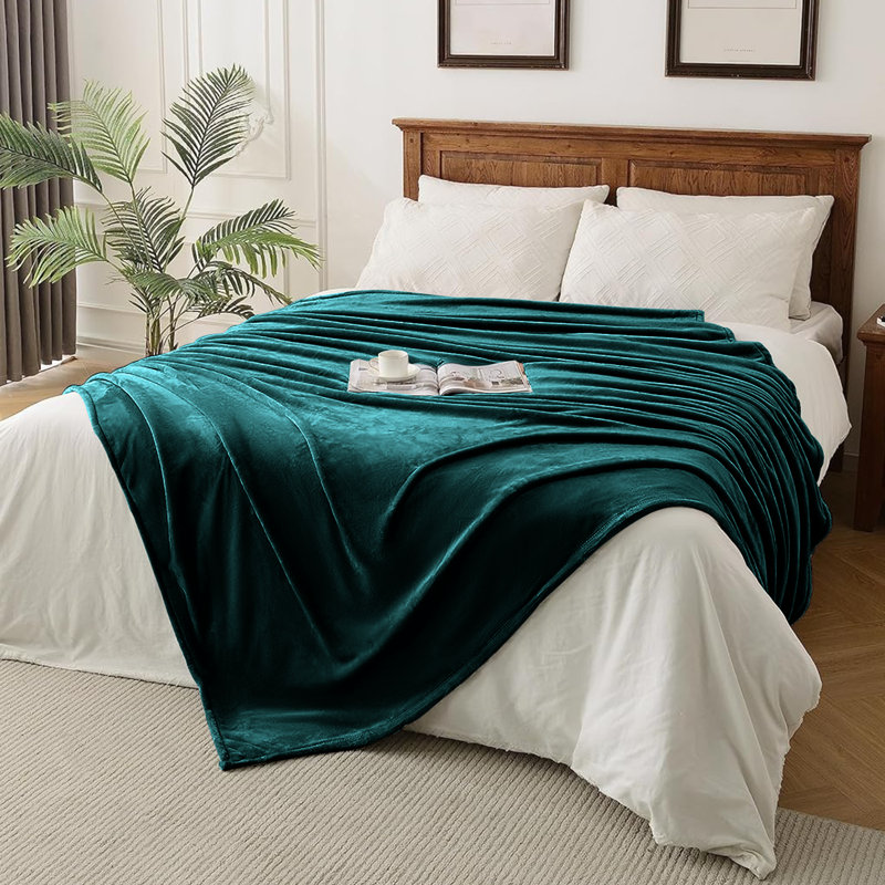Plush Mink Fleece Blanket – Ultra-Soft, Lightweight Throw For All Seasons, 150cm x 200cm, Green Emerald