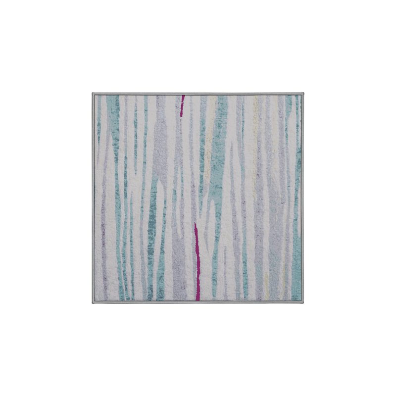 Machine Washable Gray Area Rug, Square 3'