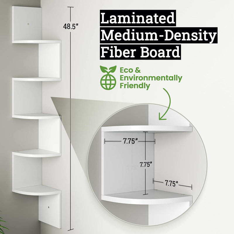 Corner Shelf, 5 Tier Floating Shelves For Wall, Easy-to-assemble Wall Mount Corner Shelves For Bedrooms And Living Rooms