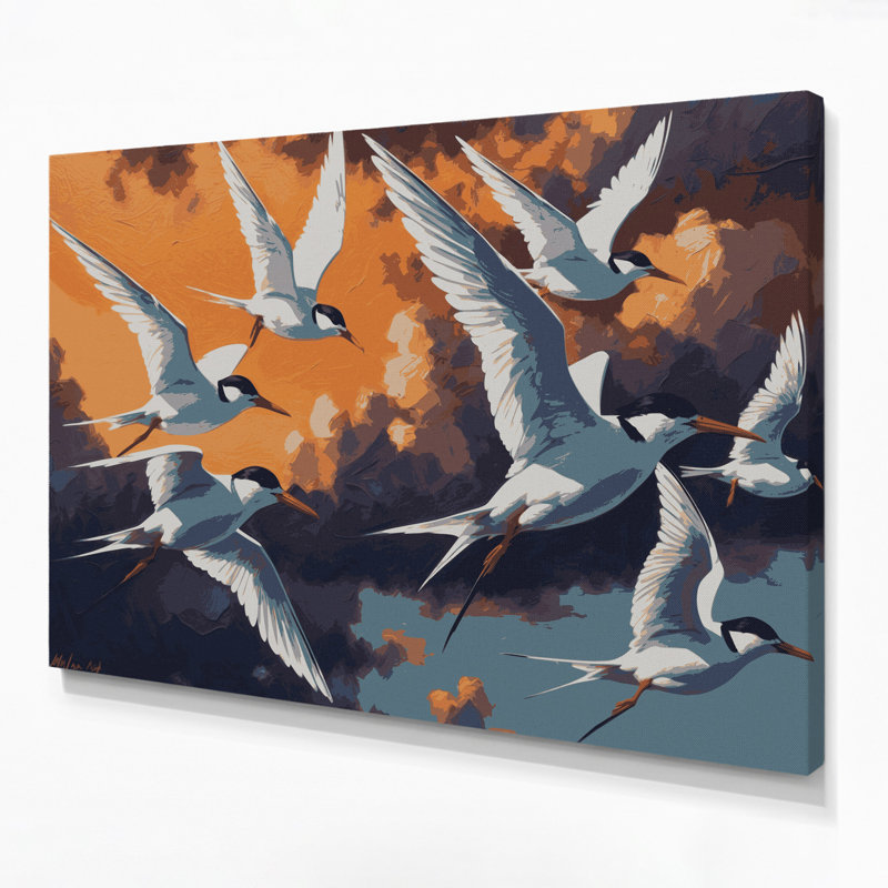 Oiseaux, art mural sur toile mauve caspienne, H 24 po x l 36 po