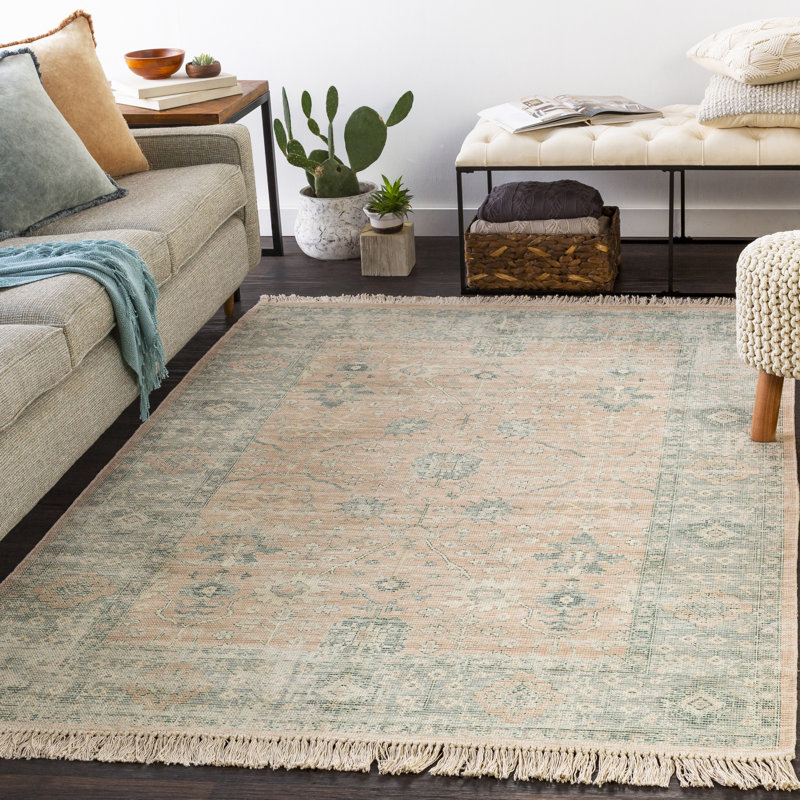 Wensley Oriental Flatweave Camel/Sage Area Rug, Rectangle 5' x 7'6"