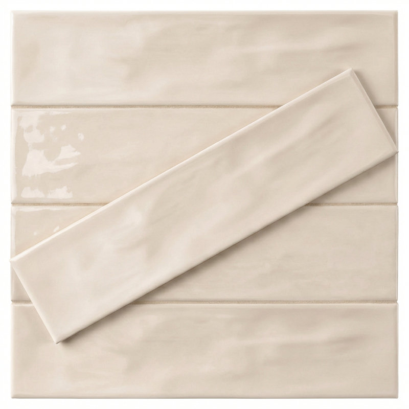 Vetri Beige Glossy 3x12 Ceramic Subway Wall Tile Handmade Look, Beige