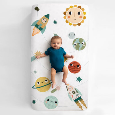 Drap-housse pour lit de bébé 100% coton Space Explorer