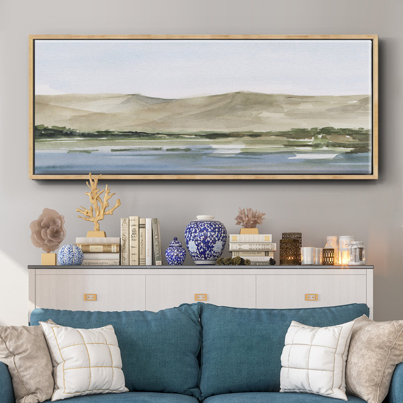 Desert Mountains I- Framed Canvas, H 12 po x l 30 po