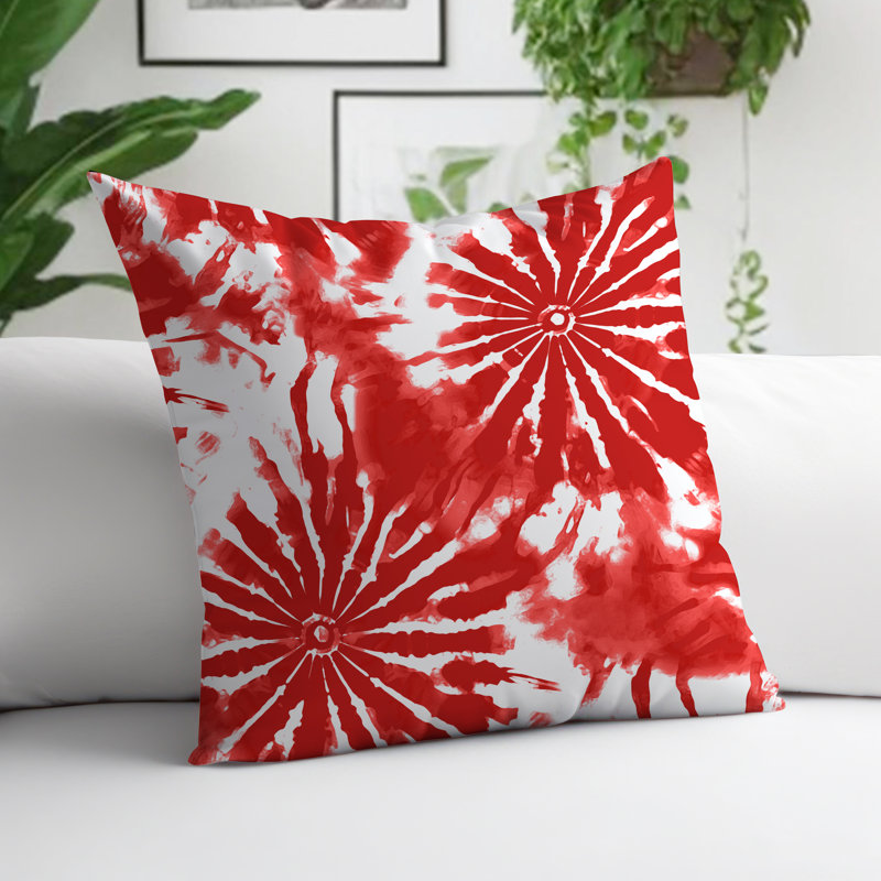 Lorcan Outdoor Reversible Throw Pillow, 15"H x 15"W, Red/White