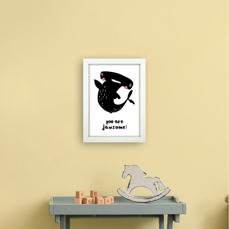 Shark by Miniofmine - Print, 34cm H x 25cm W x 3cm D, Brown Framed