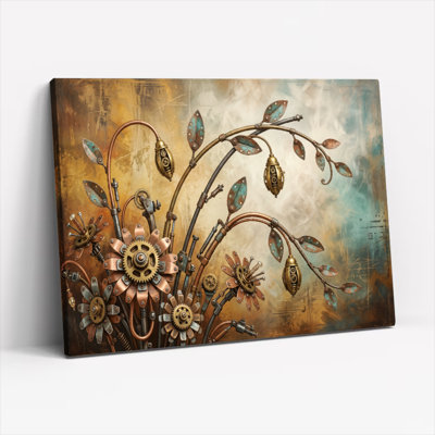 Steampunk Floral Canvas Wall Art Oil Painting Print Set Of 1