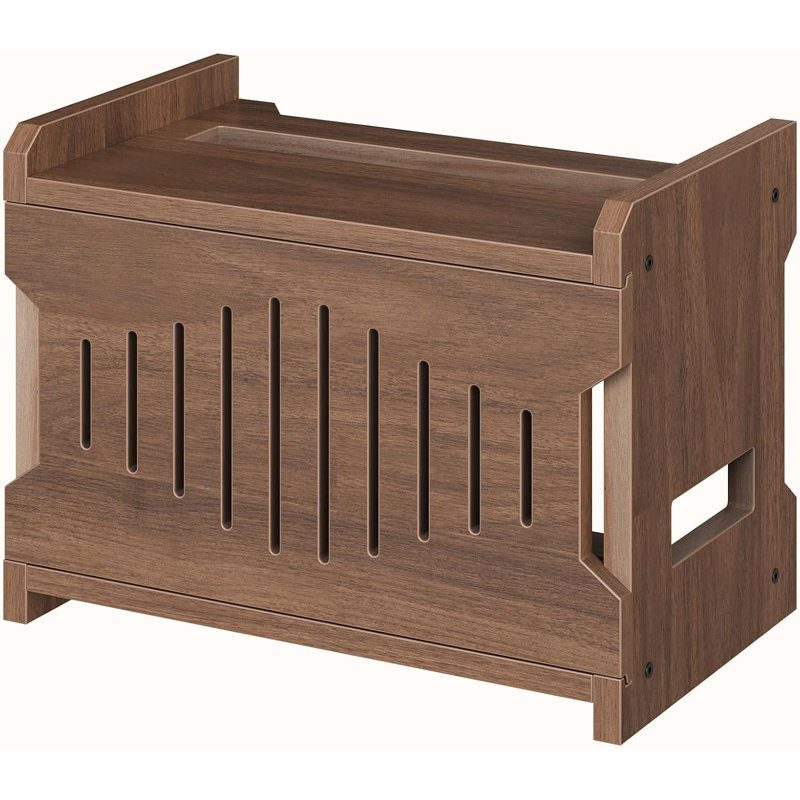 Boîte de rangement en bois pour routeurs, organisateur de routeurs avec gestion des câbles et ventilation, noyer, Noyer