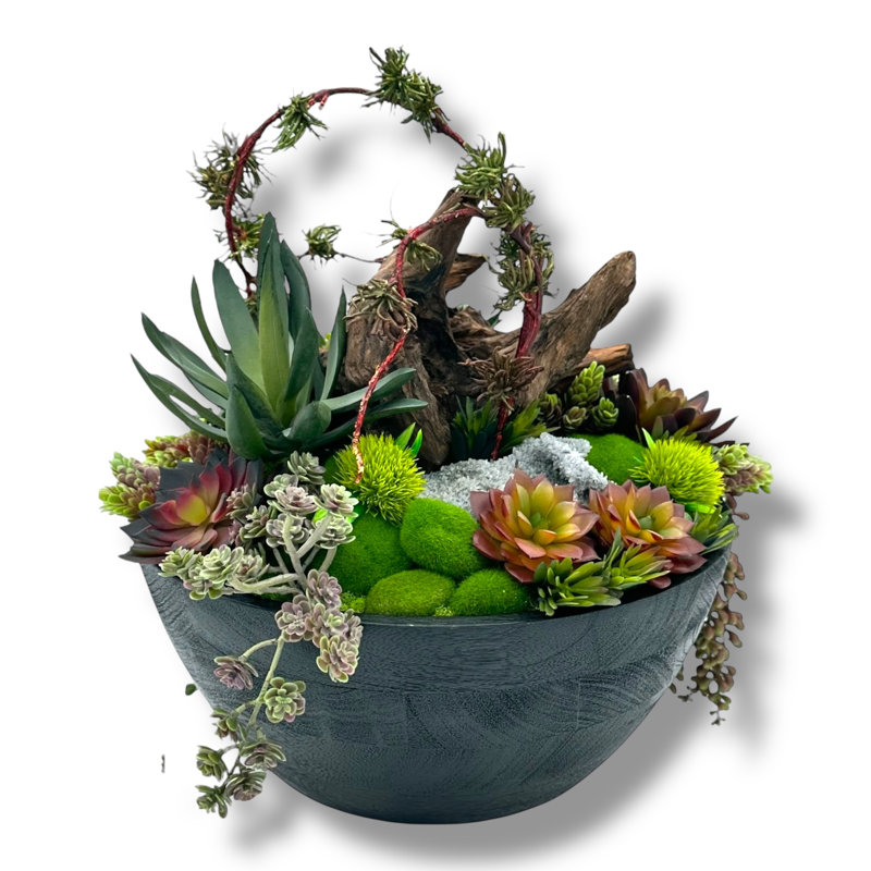 Grand vase circulaire noir en bois