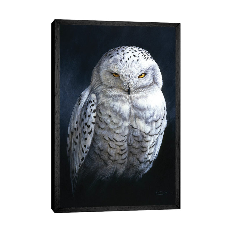 Spirit Of The North - Snowy Owl by Jeremy Paul - Painting on Canvas, 101.6 cm H x 66.04 cm W, Black Framed