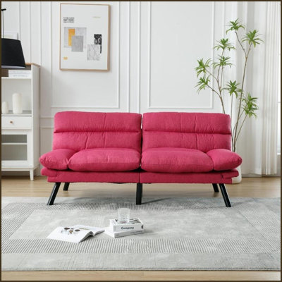 Canapé 2 places moderne en velours avec pieds en métal - compact pour les petits espaces Salon Chambre à coucher | Velours | Bois | Accoudoirs évasés