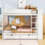Wooden Bunk Bed With Two Storage Drawers And Multi-Layer Shelves-1859795787-1859795785