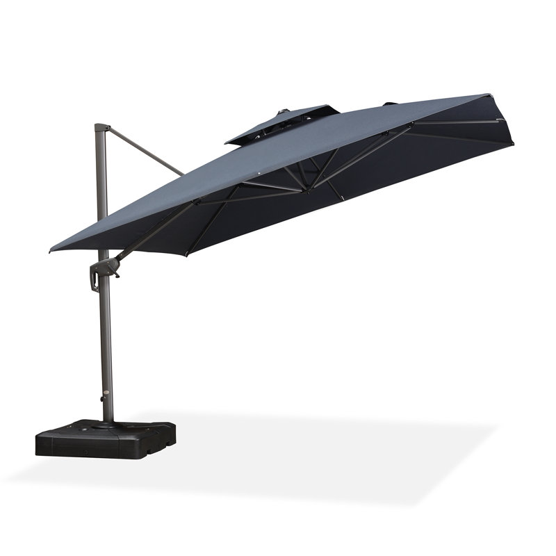 Parasol de patio extérieur en porte-à-faux gris 11 pi, Gris foncé