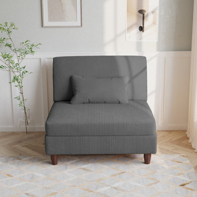 Upholstered Corduroy Armless Chair With Pillow Back, Single Chair Module Part For Sectional Sofa