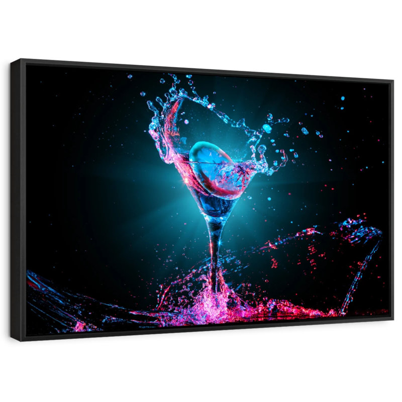 Neon Cocktail Canvas Print, 9" H x 13" W