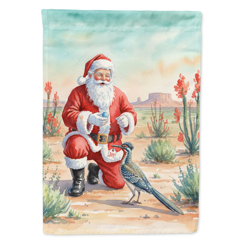 Père Noël avec un drapeau de maison de Noël Roadrunner, House Size, Père Noël avec un Roadrunner
