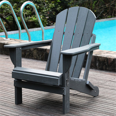 Grey All-weather Folding Chair With Dual Cup Holders And Phone Stand, 380 Lbs Capacity, Ideal For Garden Outdoor Spaces. Low Maintenance Space Color, Garden, Pool, Fire Pit.