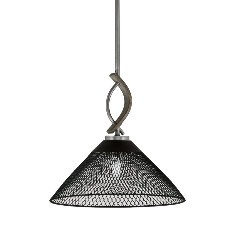 Mini-luminaire suspendu avec tige Hallmann, Graphite / bois patiné peint