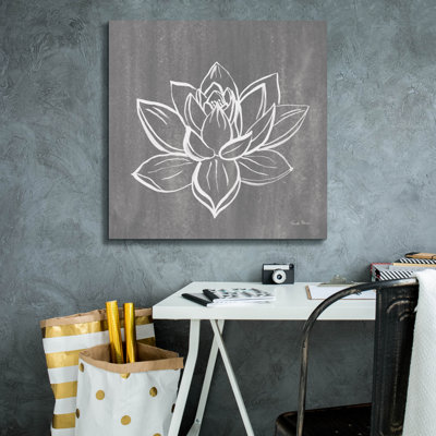  'Lotus On Silver' by Farida Zaman Canvas Wall Art, 26" x 26"