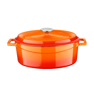 Casserole en fonte émaillée lave 5 pte Série ovale avec couvercle tendance