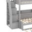 Lit simple superposé au dessus d'un lit double avec escalier de rangement, lit gigogne, tablettes de rangement et port USB-283903869