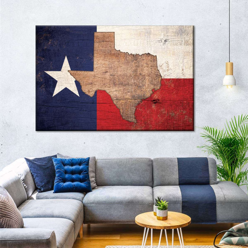 State Map Over Texas Flag Canvas Print, 24" H x 16" W x 1.25" D
