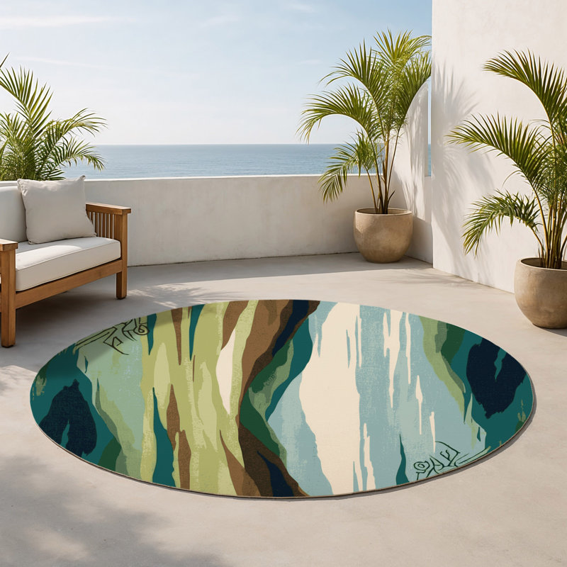 Tapis intérieur et extérieur Celestial Cascade, Rond 5 pi