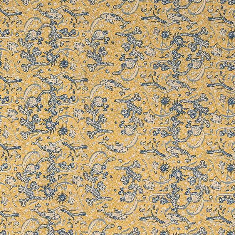 La Mer Handmade Floral Tablecloth, 59" Square, Yellow/Blue