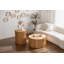 Table basse cylindrique de style rétro avec motif à relief vertical, ensemble de 2