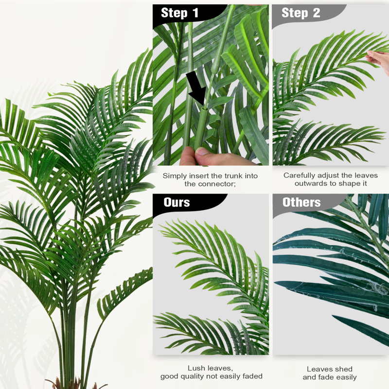 60 '' modern style white square basin artificial palm tree set, Faux Plant(Set Of 2)