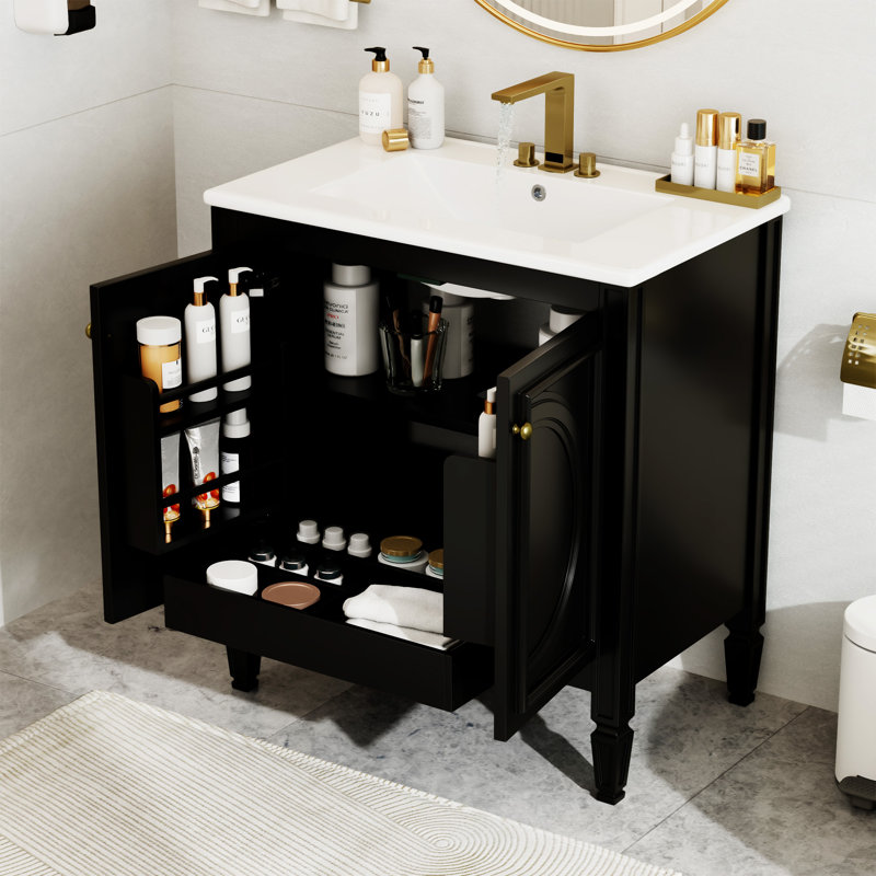 30" Bathroom Vanity With Sink, Noir, Or