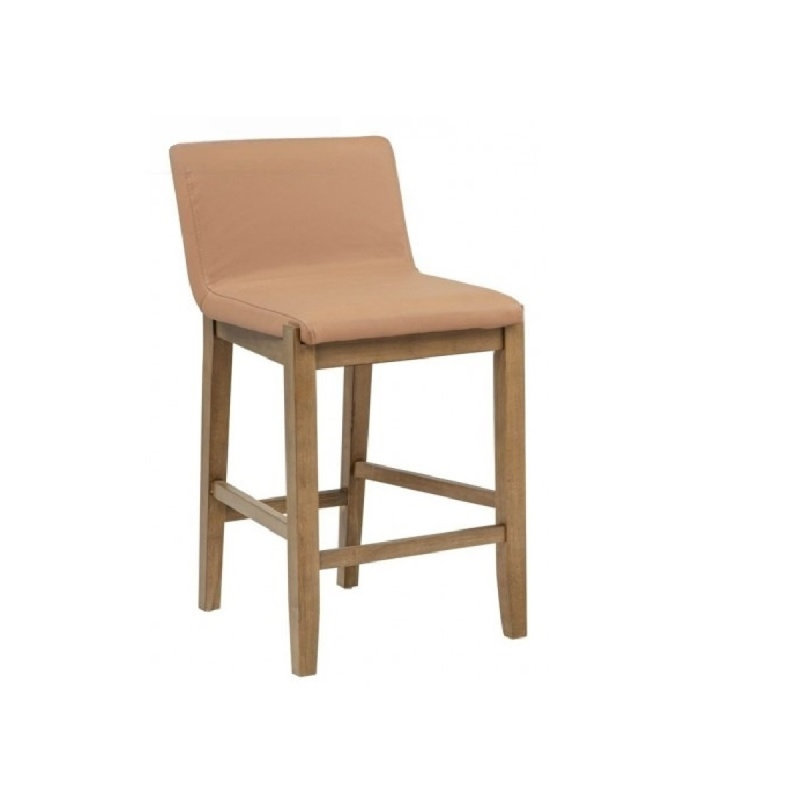 Ensemble de 2 tabourets de bar en bois massif rembourrés à hauteur de comptoir, brun, Brun