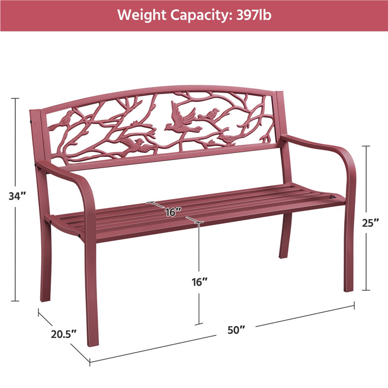 Banc de parc en métal Apollariumis, Rouge