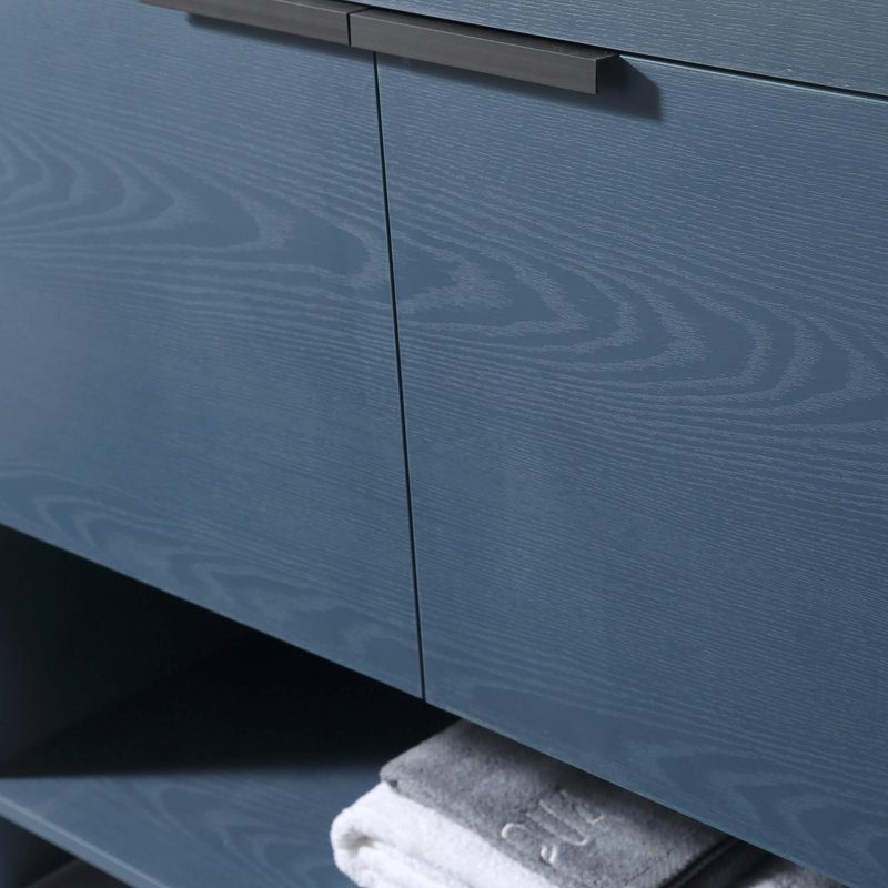 36'' Single Bathroom Vanity with Vitreous China Top, Navy Blue