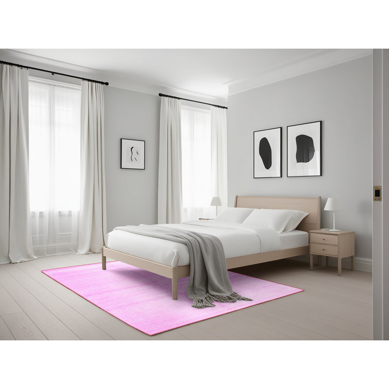 Tapis rose fait à la machine, Rectangle 5 pi x 7 pi