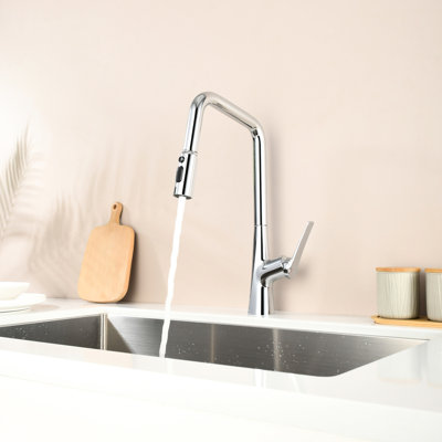 Kitchen Faucet With 3 Function , One Touch Switching Feature, High Swivels 360, Pull-Out Hose And Water Flow Modes For Efficient Professional 360 Switching, Swivel, Cooking