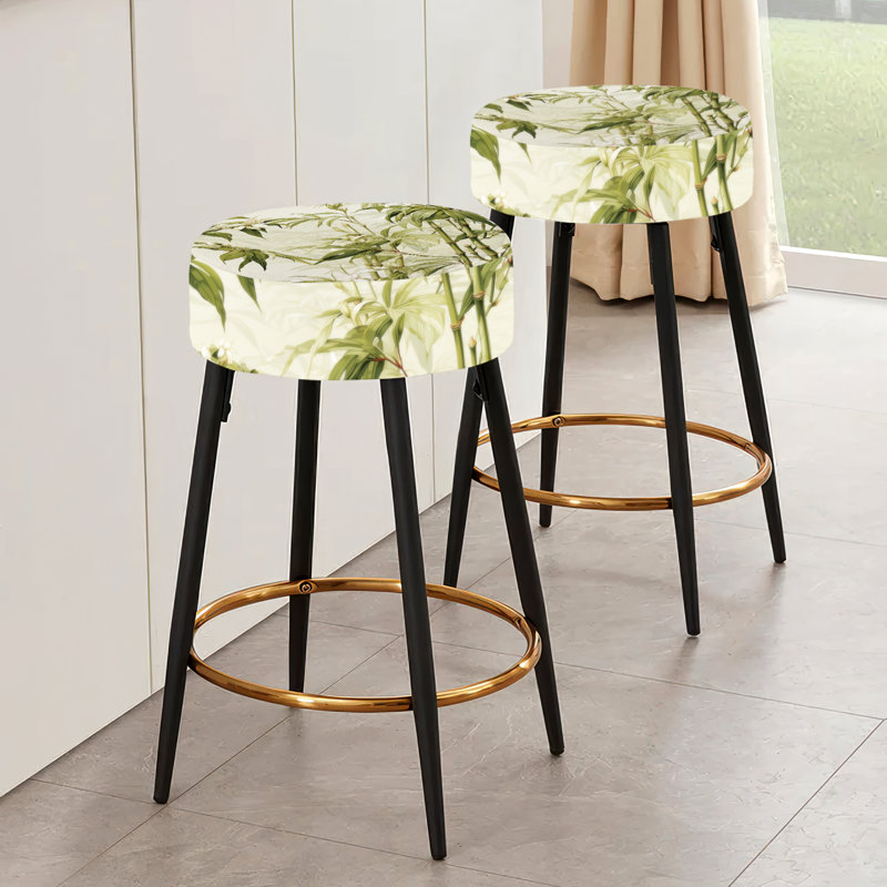 Bamboo Elegance - motif tropical V - ensemble de 2 tabourets de bar tropicaux