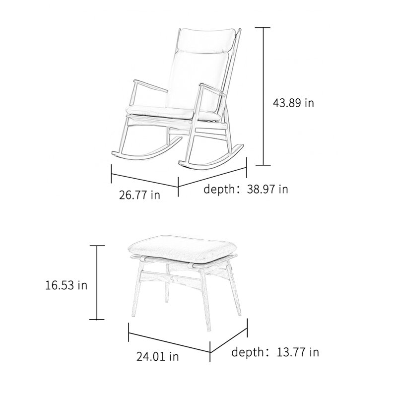Chaise berçante en bois massif