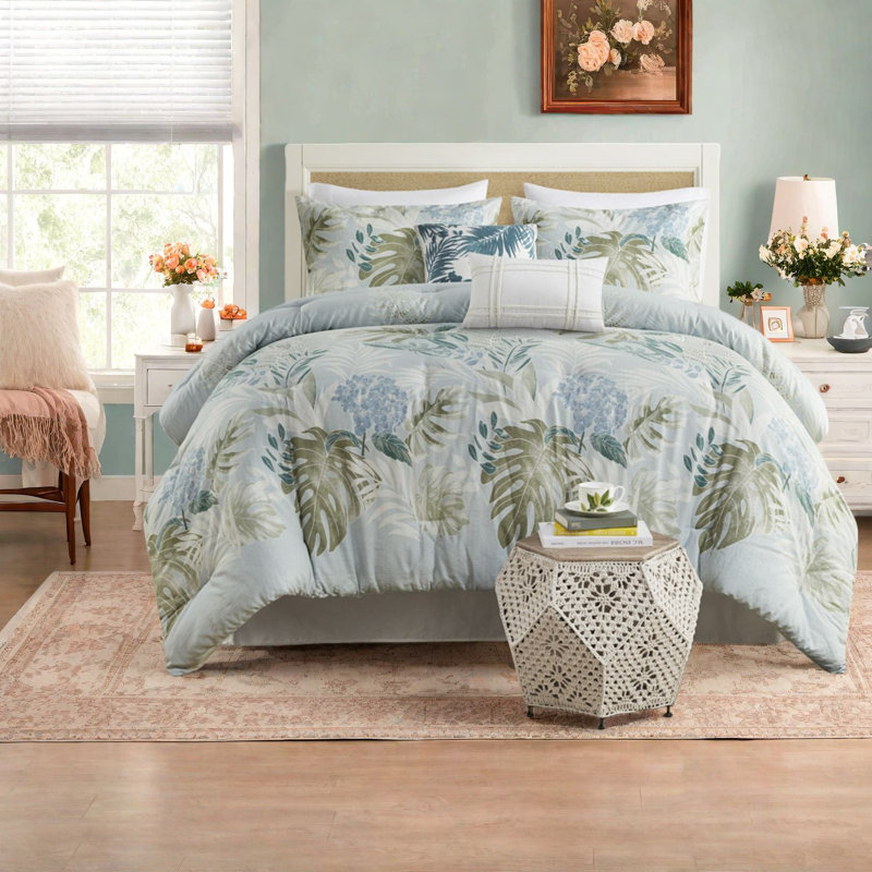 Oversized Cotton Bedding Sets, 6-piece Queen, Coastal Style For Bedroom Comfort