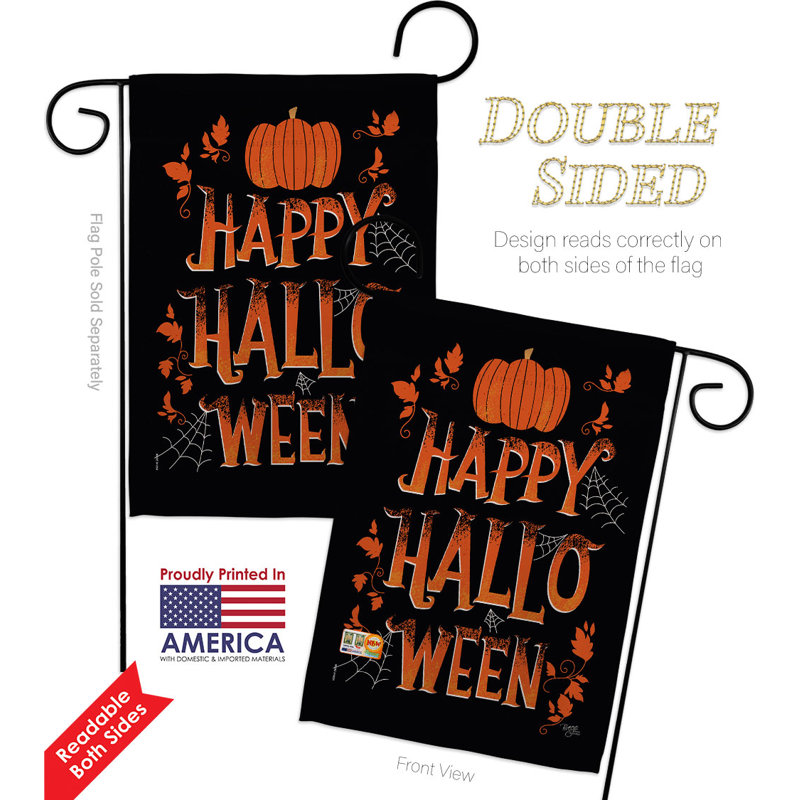 Drapeau de jardin d'Halloween en polyester H 19 po x l 13 po Halloween