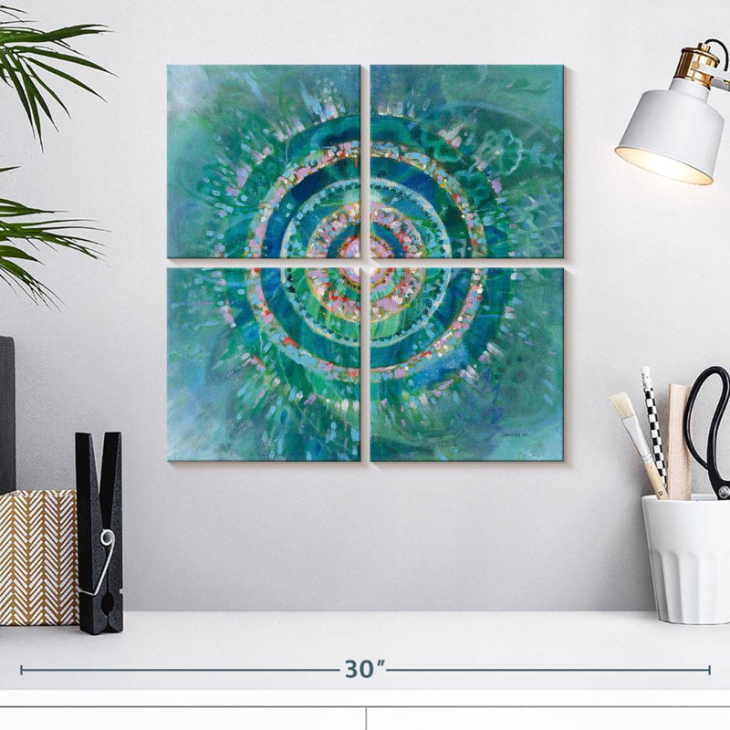 Mandala bleu sarcelle et océan, H 18 po x l 18 po