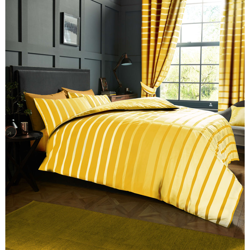 Stripes Polycotton Duvet Cover Set with Matching Pillowcases, Yarn Bedding UK, Super King, Pink Floral