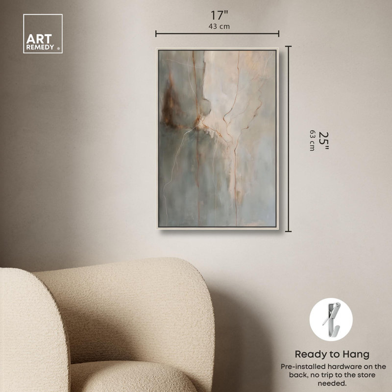 Fiery Traces II Canvas Minimalist Abstract by Art Remedy, 25" H x 17" W, Silver Framed
