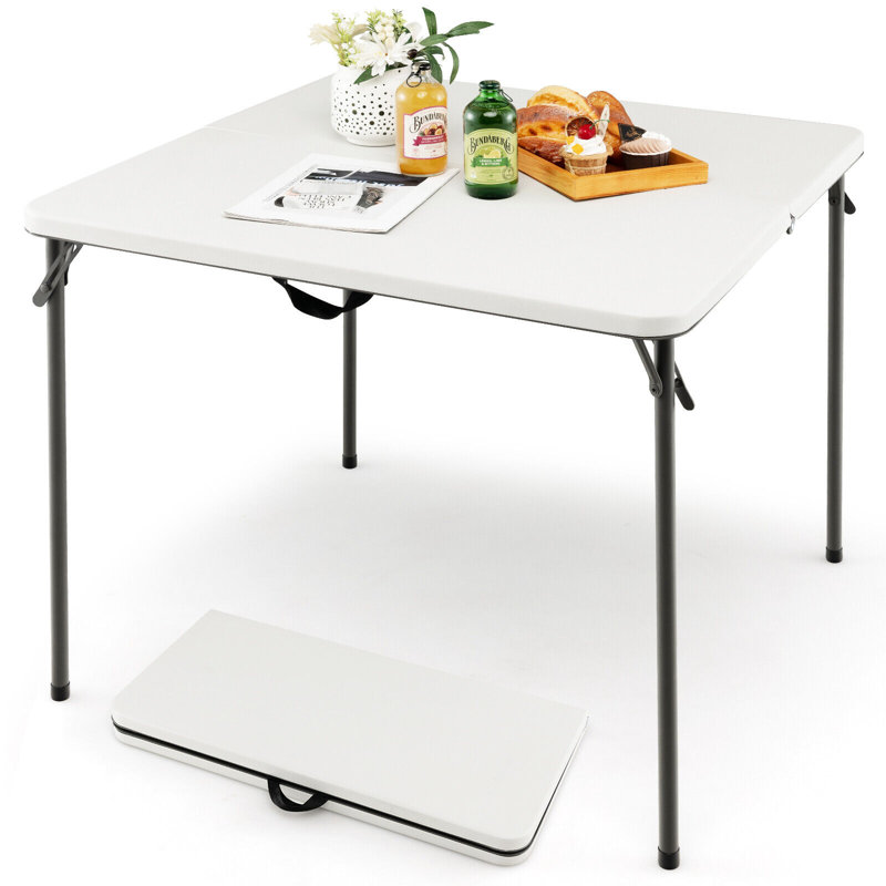 Naqi Square Metal Folding Outdoor Camping Table , 34'' in. W 34'' in. D, White