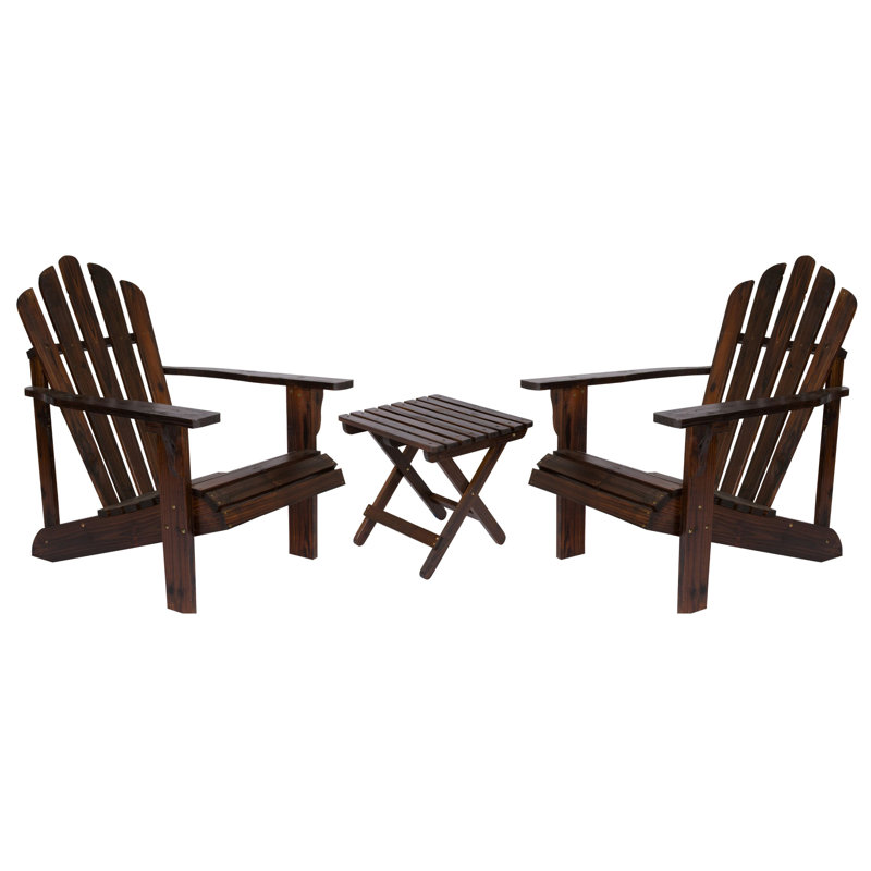 Ensemble de chaise Adirondack et table d'appoint d'extérieur Bremment, Brun brûlé au chalumeau