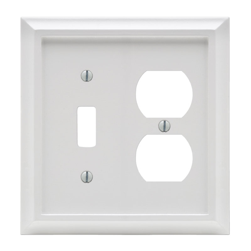 White Composite 2-Gang Toggle and Duplex Wall Plate