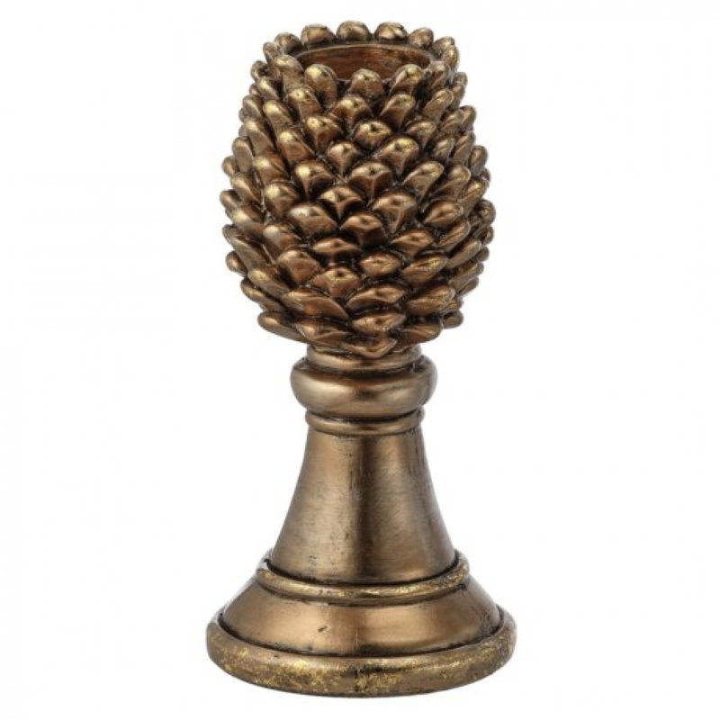 Porte-bougie pomme de pin sur piédestal