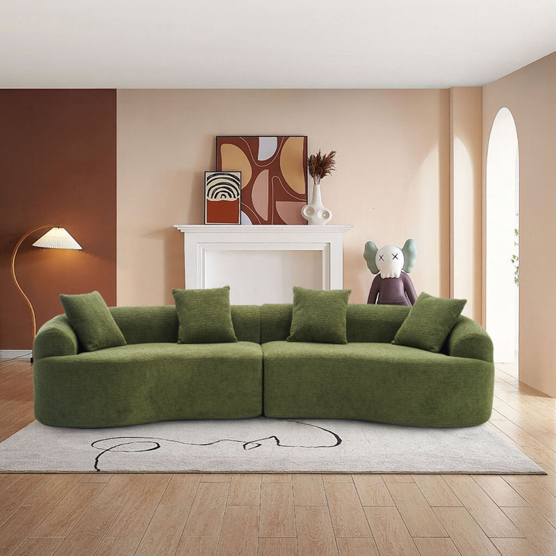 Canapé modulaire rembourré en chenille 3 places sans cadre Modern Modern, Vert