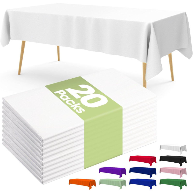 Plastic Table Cloth Disposable 20 Pack, Table Cloths, Party, Picnic, Wedding, Decorative Tablecloths, Rectangle,  Plastic Cover, Leakproof & Sturdy