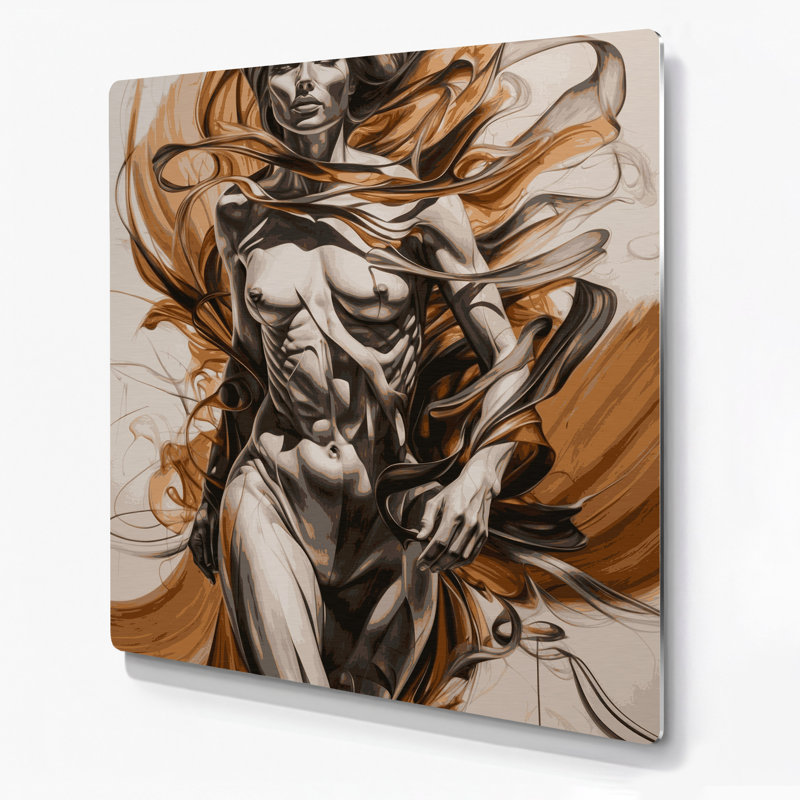 Art mural abstrait en métal beige 88